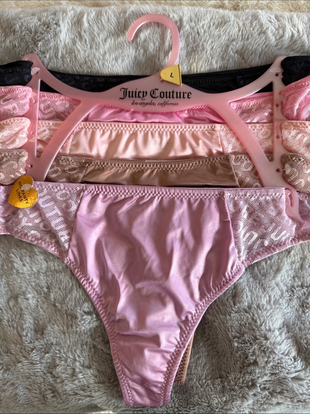Juicy Couture Large Pink, Blush, Beige and Black Panty Set